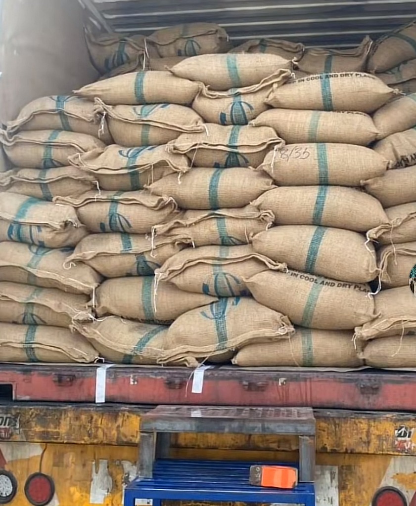 Container loading at port for coffee export from Vietnam